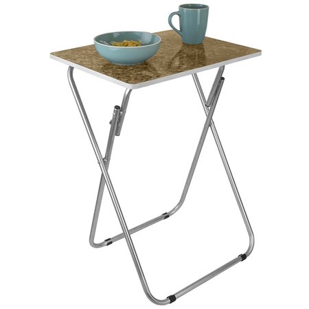 HOME BASICS Home Basics Marble-Like Multi-Purpose Foldable Table, Brown ZOR96315